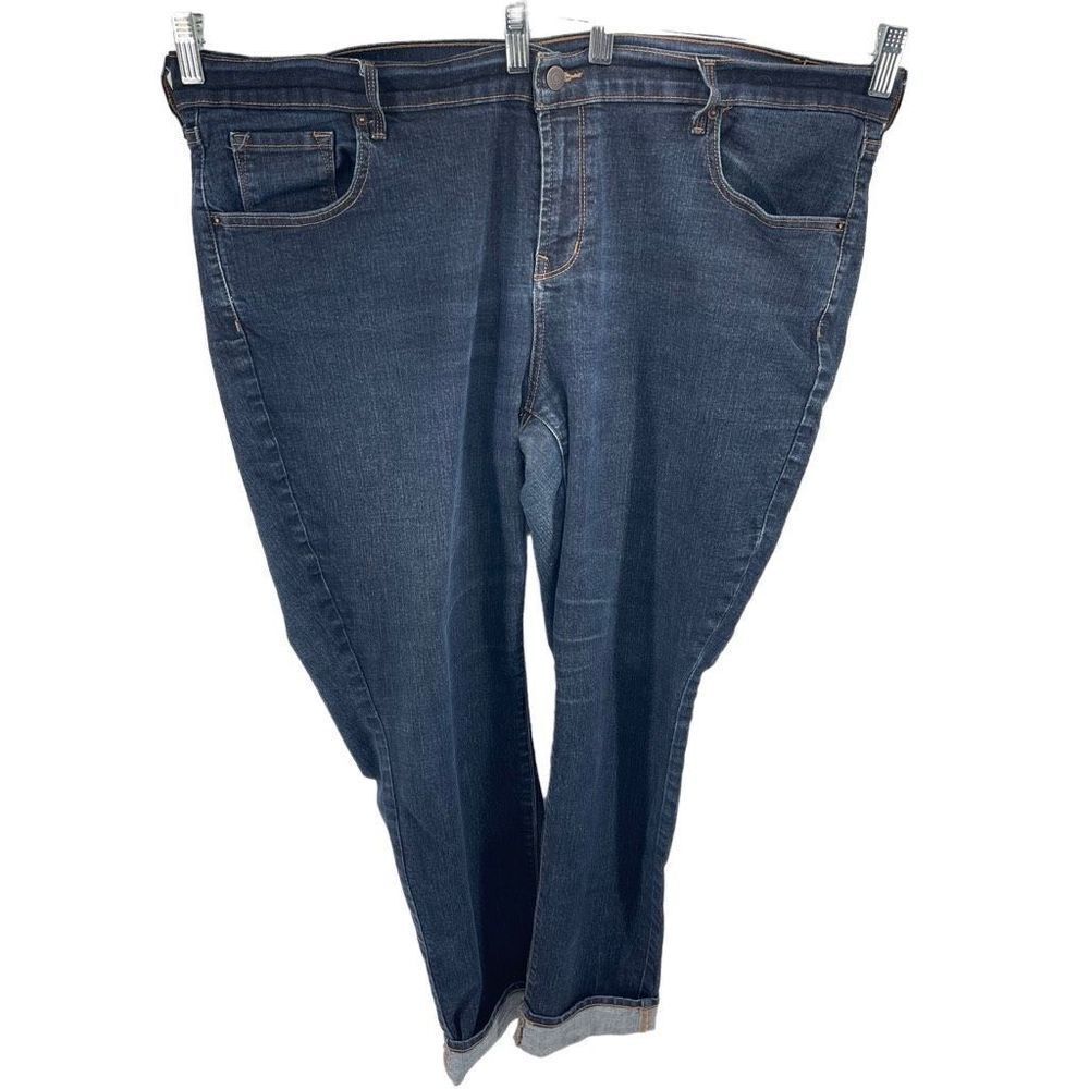 Old Navy Womens Original Mid Rise Jeans Denim Tapered Leg Dark Wash Blue Size 20